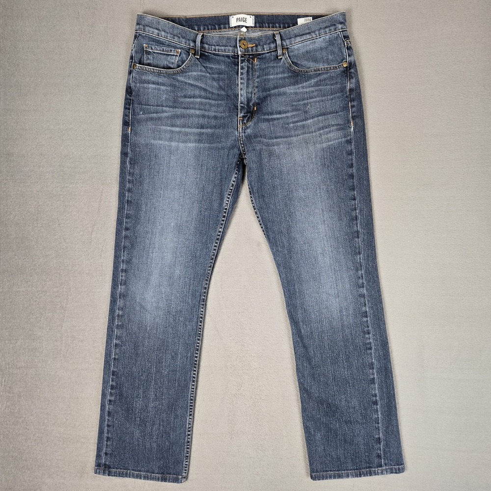 Paige Normandie Jeans Mens 36x29 Blue Straight Leg Denim Made USA Classic Style